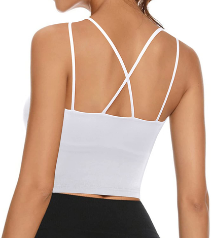 Women'S Longline Sports Bra Padded Strappy Yoga Bra Fitness Running Workout Crop Tank Top（2Pack） Apparel & Accessories > Clothing > Underwear & Socks > Bras Kylie Max   