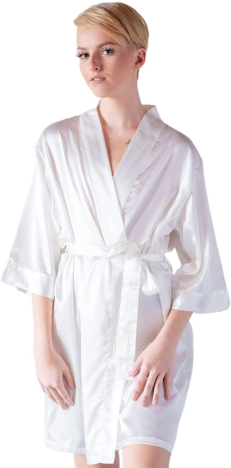 Pretty Robes Silk Satin Robes for Women Short Kimono Robe for Brides and Bridesmaids Wedding and Bridal Party Loungewear Apparel & Accessories > Clothing > Sleepwear & Loungewear > Robes Pretty Robes   