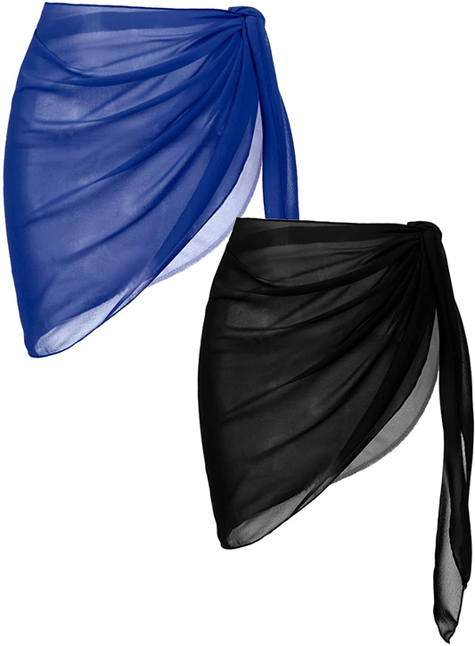 Ekouaer 2 Pieces Women Beach Sarongs Sheer Cover Ups Chiffon Bikini Wrap Skirt for Swimwear S-XXL Apparel & Accessories > Clothing > Swimwear Kylie Max   