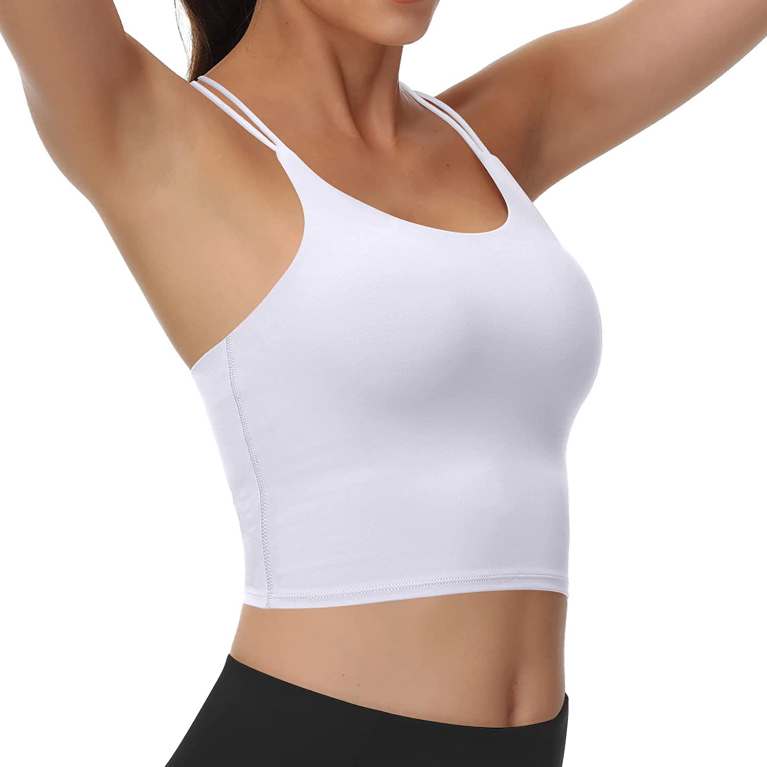 Women'S Longline Sports Bra Padded Strappy Yoga Bra Fitness Running Workout Crop Tank Top（2Pack） Apparel & Accessories > Clothing > Underwear & Socks > Bras Kylie Max   