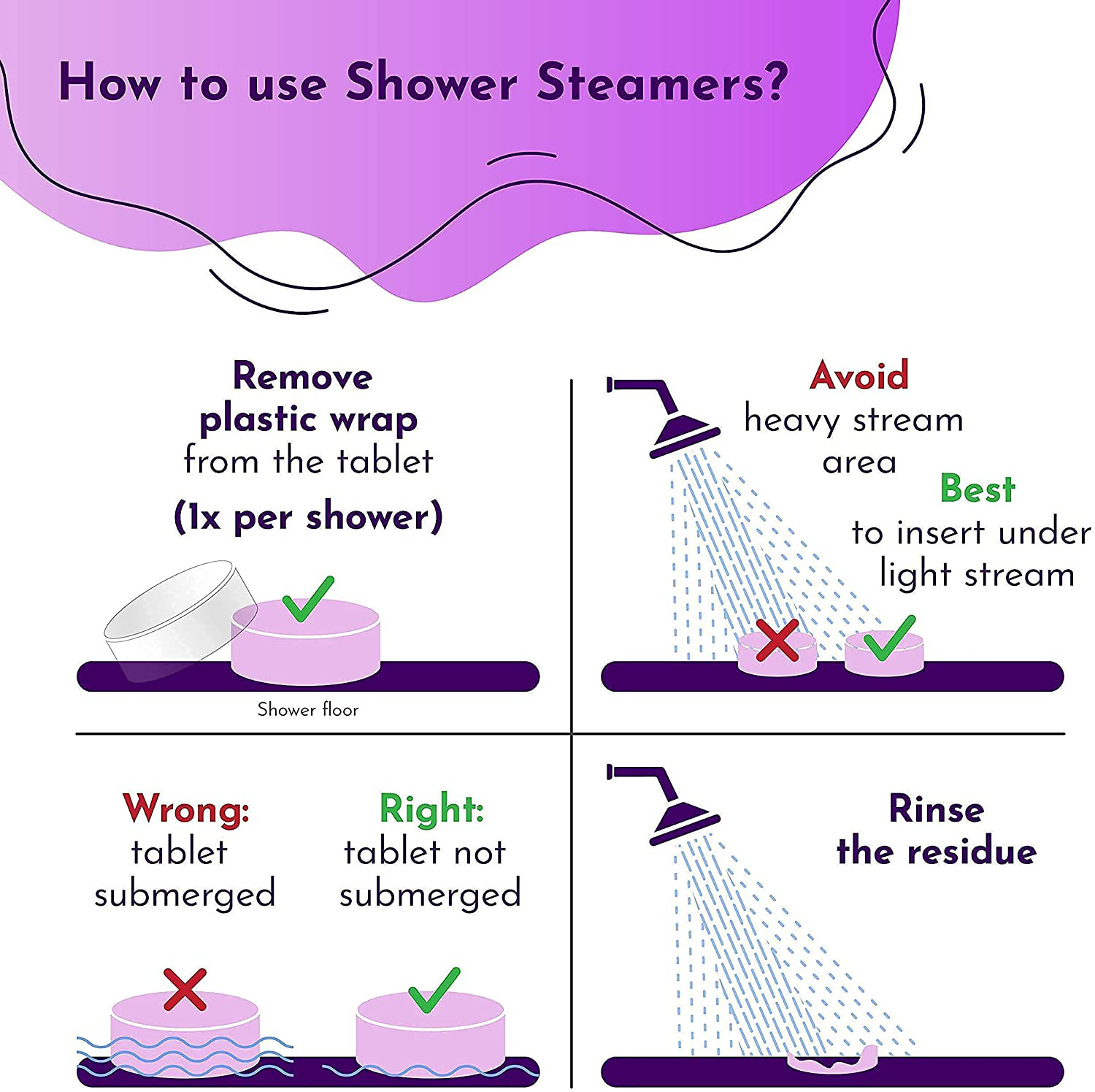 Cleverfy Aromatherapy Shower Steamers - Variety Pack of 6 Shower Bombs with Essential Oils. Purple Set: Lavender, Watermelon, Grapefruit, Menthol & Eucalyptus, Vanilla & Sweet Orange, Peppermint Arts & Entertainment > Party & Celebration > Gift Giving CLEVERFY   