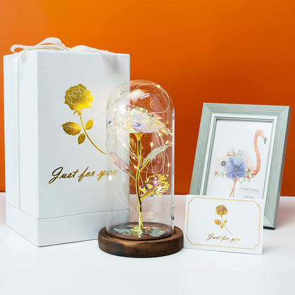 Tongtai Galaxy Rose Flower Gift-Galaxy Enchanted Rose with Led Light String in Glass Dome -Gifts for Women Mom Her Birthday Wedding Anniversary Room Home Bedroom Decor Arts & Entertainment > Party & Celebration > Gift Giving Tongtai   