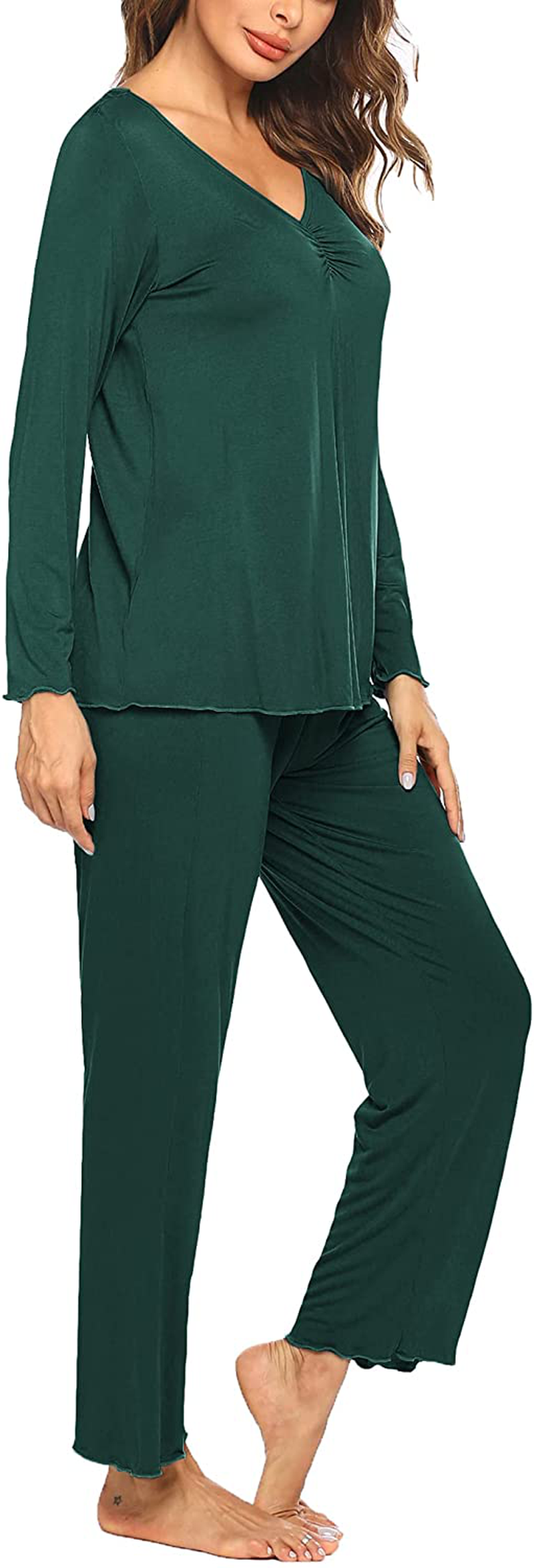 Ekouaer Women'S Pajama Set Long Sleeve Sleepwear Soft Loungewear Sets Pajamas Top and Pants Pjs S-XXL Apparel & Accessories > Clothing > Sleepwear & Loungewear Kylie Max   