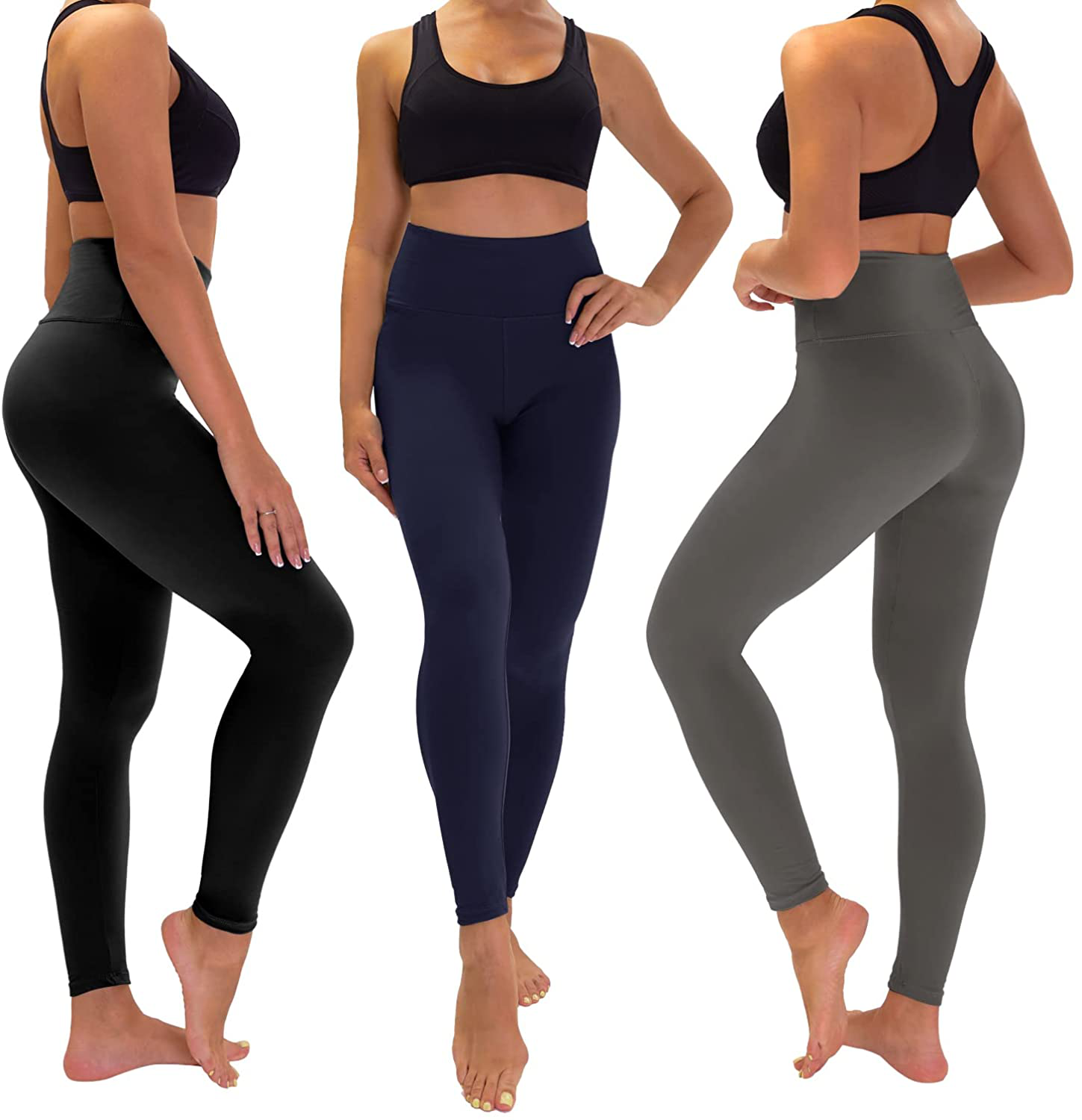 TNNZEET 3 Pack High Waisted Leggings for Women - Buttery Soft Workout Running Yoga Pants Apparel & Accessories > Clothing > Activewear TNNZEET   