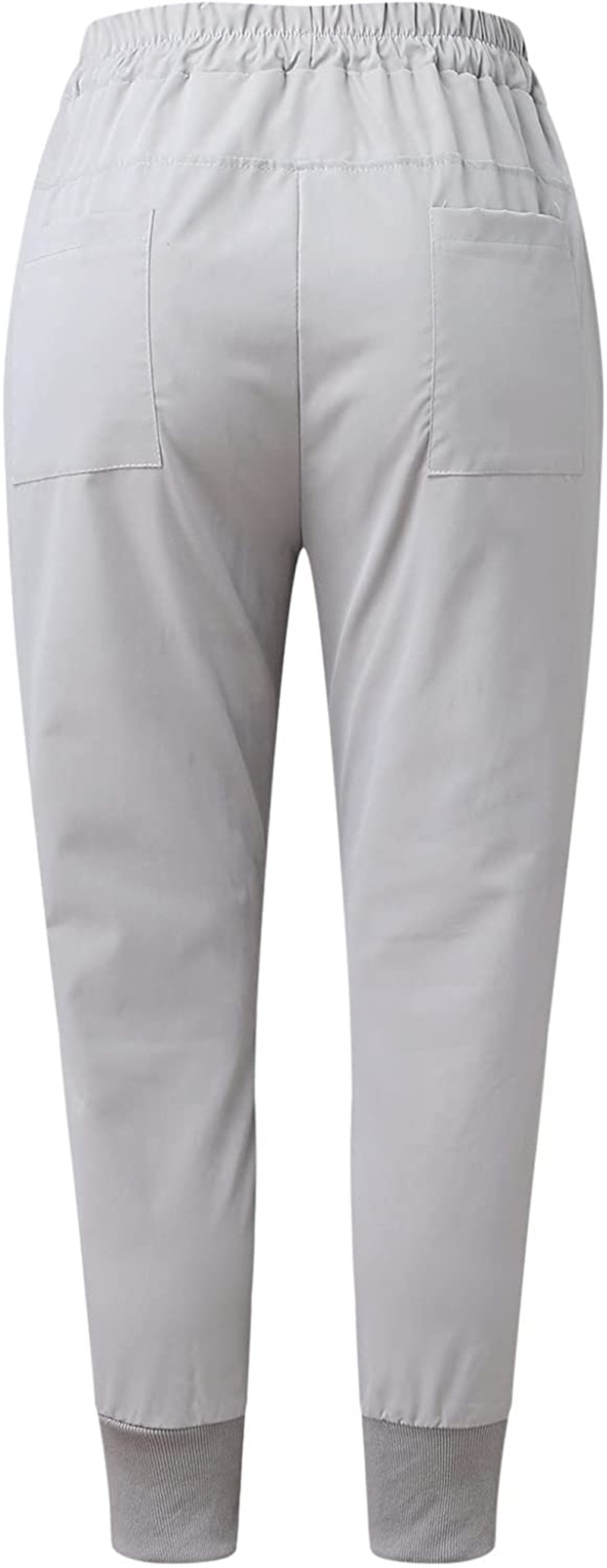 Burband Womens Cotton Elastic Waist Tactical Joggers Pants Cargo Sweatpants with Pockets Hiking Linen Yoga Lounge Trousers Apparel & Accessories > Clothing > Underwear & Socks > Shapewear Burband   