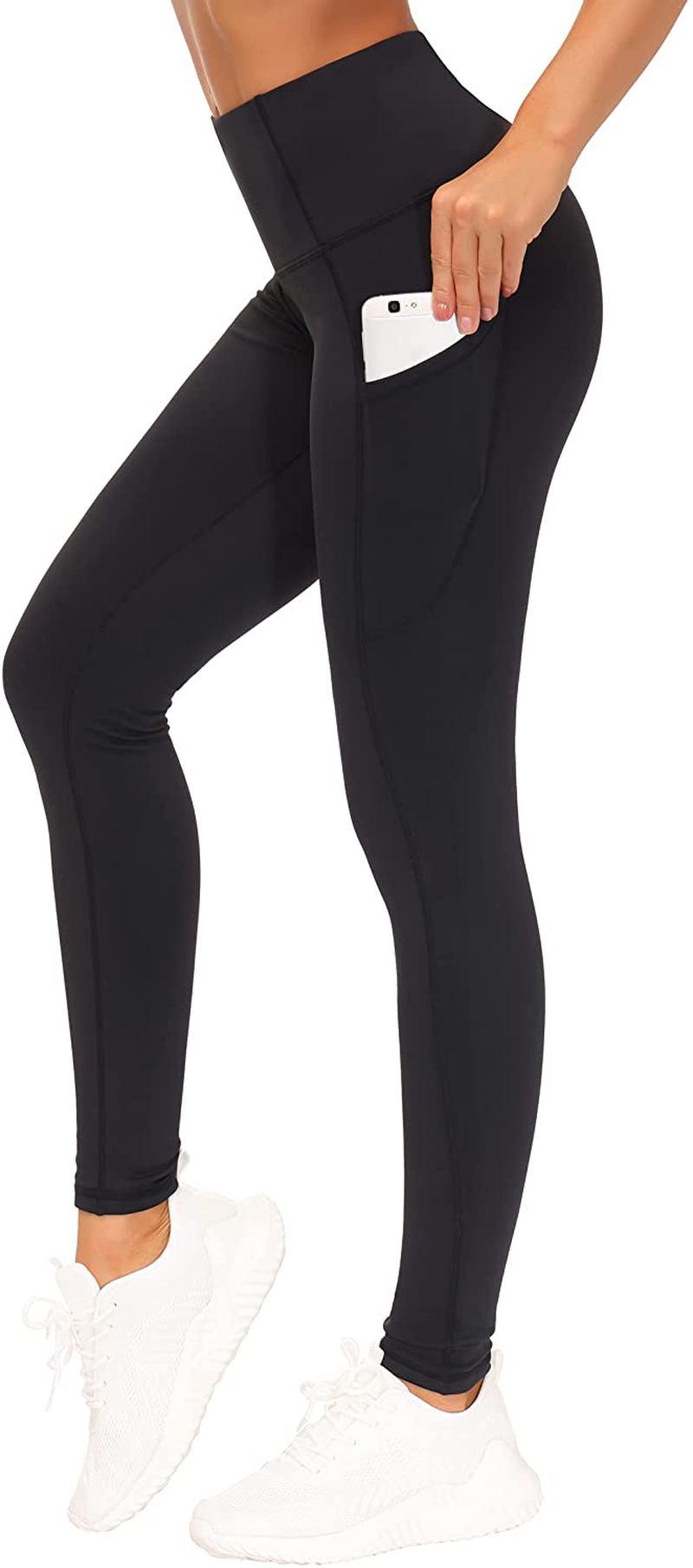THE GYM PEOPLE Thick High Waist Yoga Pants with Pockets, Tummy Control Workout Running Yoga Leggings for Women Apparel & Accessories > Clothing > Activewear THE GYM PEOPLE Fleece Lined Black Large 