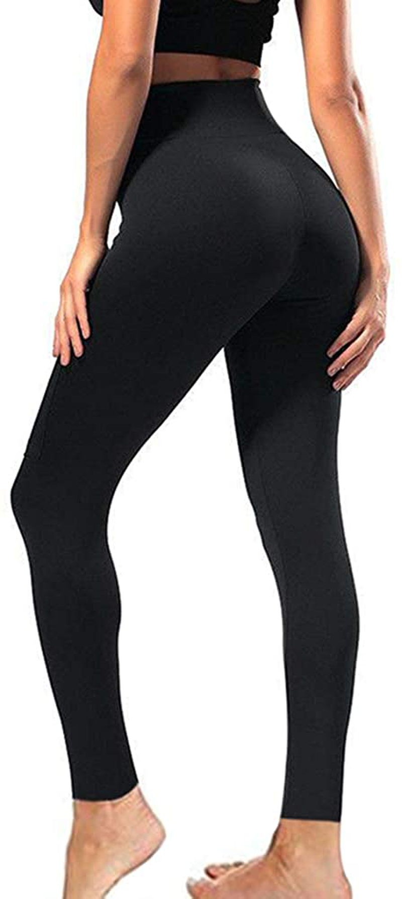High Waisted Leggings for Women - Soft Athletic Tummy Control Pants for Running Cycling Yoga Workout - Reg & Plus Size Apparel & Accessories > Clothing > Activewear syrinx Black Large-X-Large 