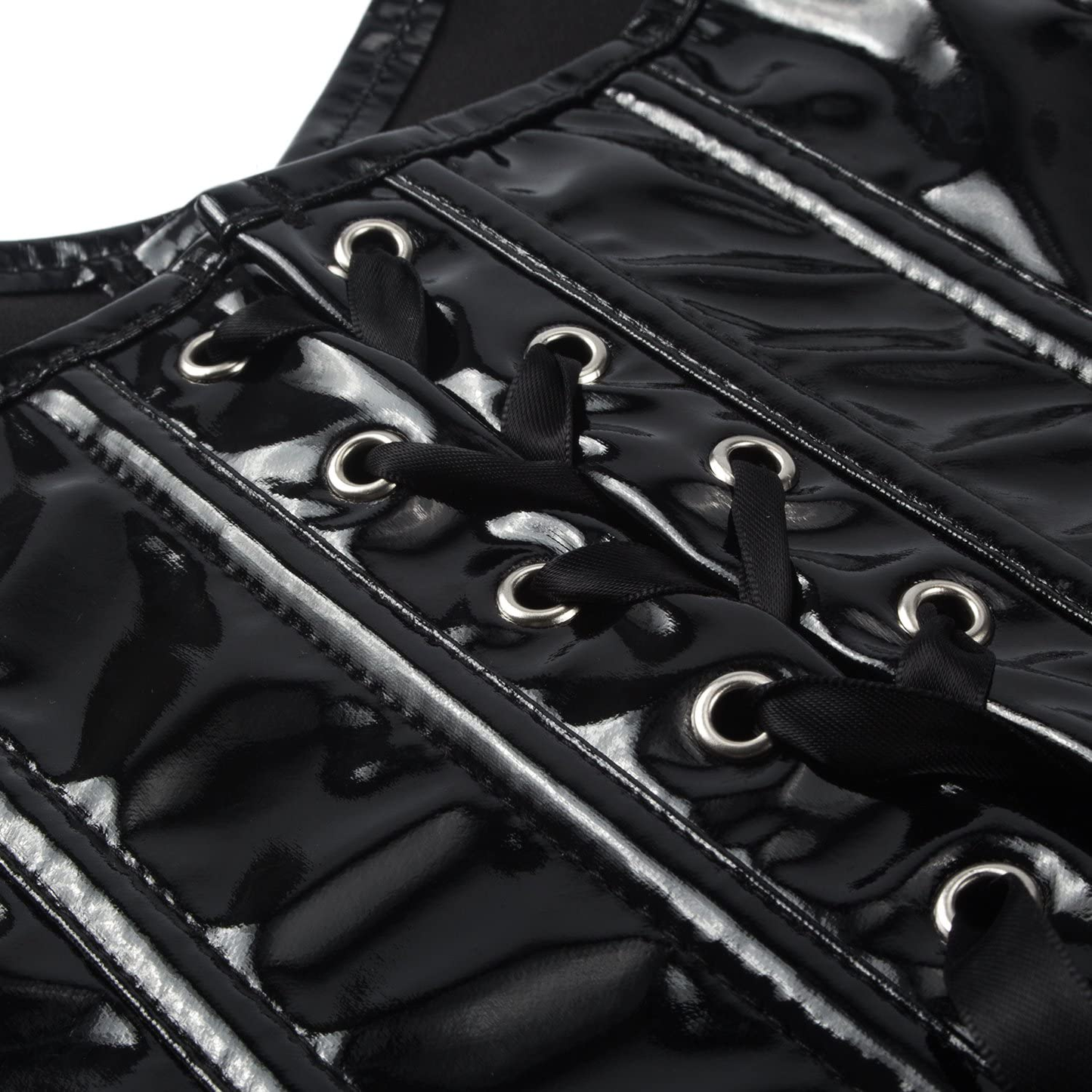 SAYFUT Black PVC Leather Steampunk Gothic Wasit Trainer Overbust Corset Bustier Apparel & Accessories > Clothing > Underwear & Socks > Lingerie SAYFUT   