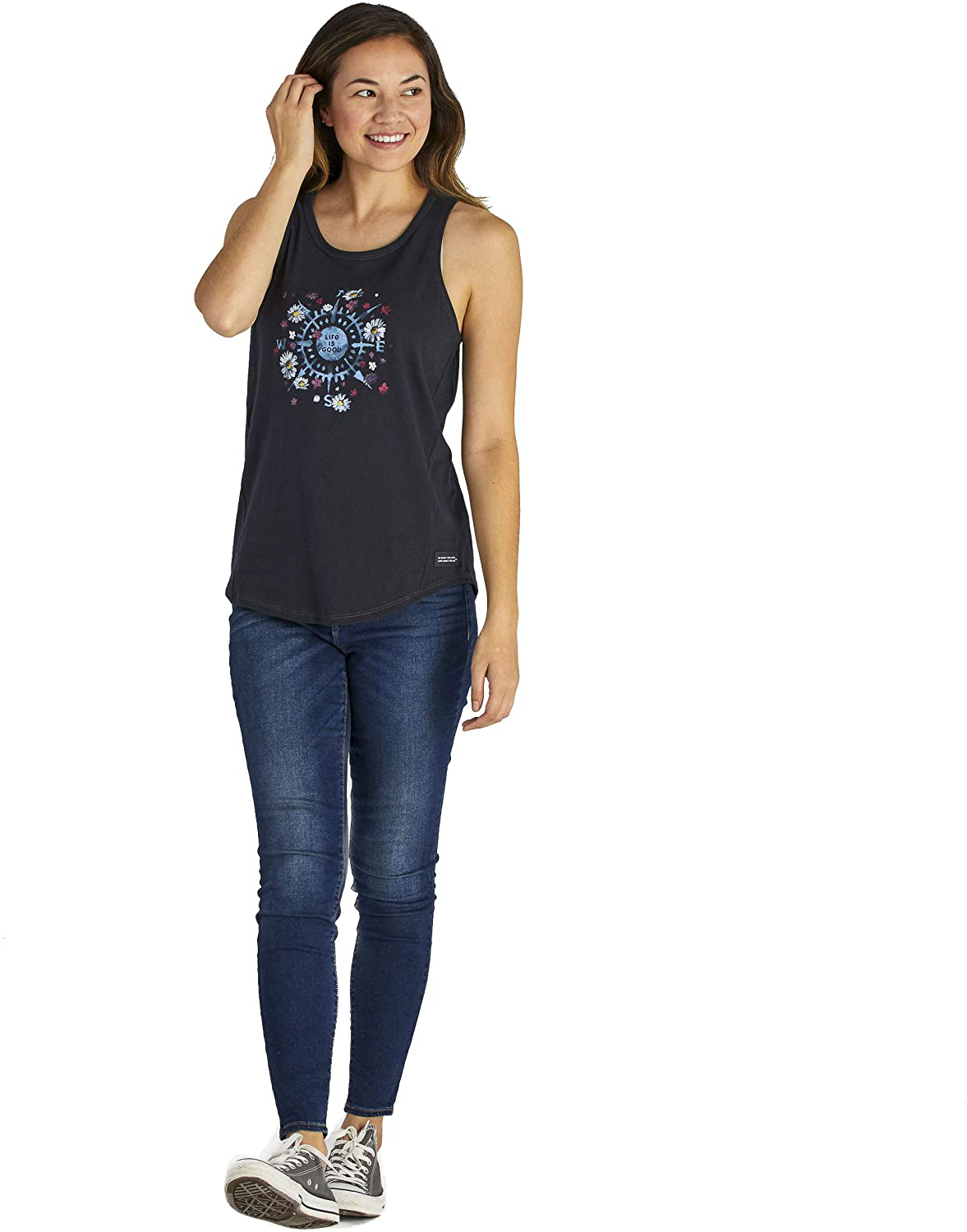 Life Is Good Womens High-Low Crusher Graphic Tank Top Apparel & Accessories > Clothing > Activewear Kylie Max   