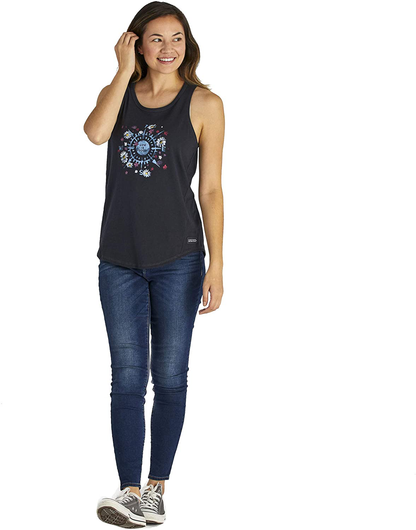 Life Is Good Womens High-Low Crusher Graphic Tank Top Apparel & Accessories > Clothing > Activewear Kylie Max   