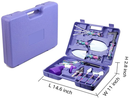 Garden Tools Set, JUMPHIGH 10 Pieces Gardening Tools with Purple Floral Print, Ergonomic Handle Trowel Rake Weeder Pruner Shears Sprayer, Garden Hand Tools with Carrying Case Gardening Gifts for Women Arts & Entertainment > Party & Celebration > Gift Giving JUMPHIGH   