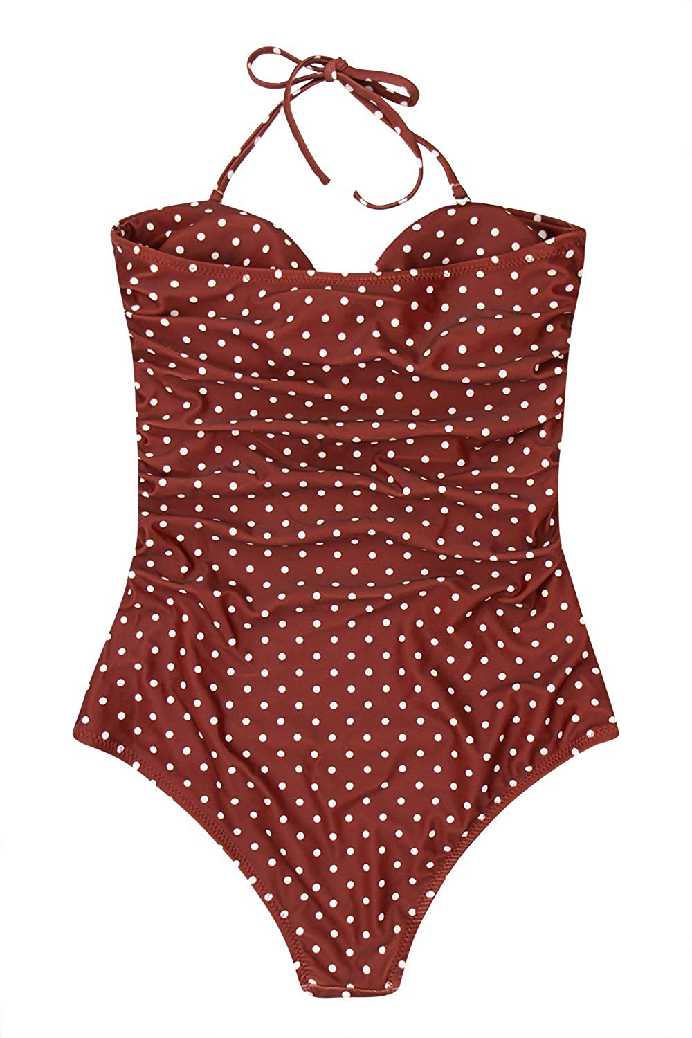 QINSEN Womens Sexy Strapless Tie Knot Front High Waist One Piece Swimsuit Apparel & Accessories > Clothing > Swimwear Kylie Max   