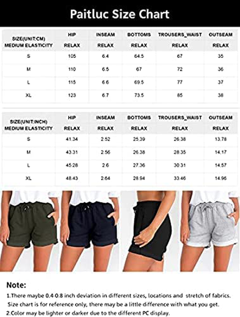 Paitluc Sport Shorts Women Workout Shorts with Pockets for Women Mid Waist Slightly Stretchy Light Weight Apparel & Accessories > Clothing > Shorts Kylie Max   