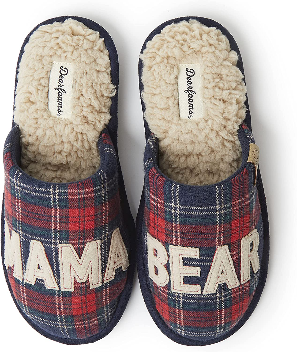 Dearfoams Women's Mama Bear Slipper Arts & Entertainment > Party & Celebration > Gift Giving Dearfoams Navy Plaid Large 