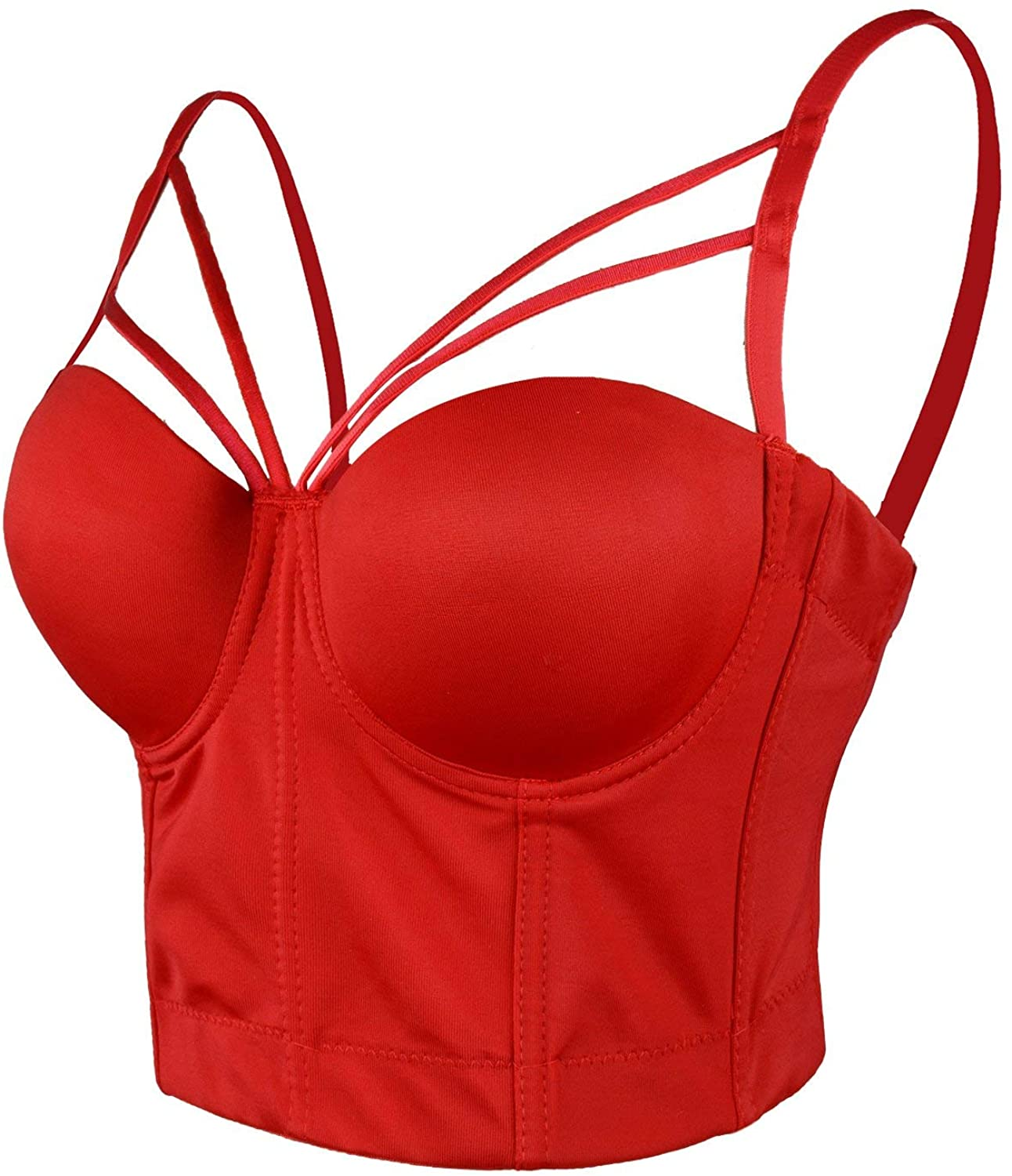 ELLACCI Women'S Sexy Cut Cross Strappy Gothic Bustier Tops Caged Cropped Top Apparel & Accessories > Clothing > Underwear & Socks > Lingerie ELLACCI Red Medium 