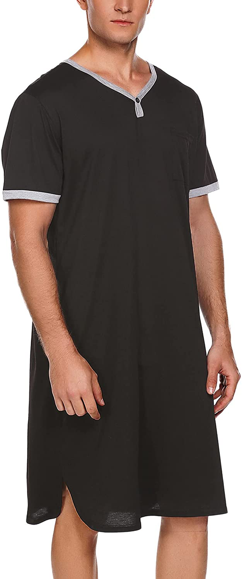 Ekouaer Men'S Nightshirt Nightwear Comfy Big&Tall Short Sleeve Henley Sleep Shirt Apparel & Accessories > Clothing > Sleepwear & Loungewear > Nightgowns Kylie Max   