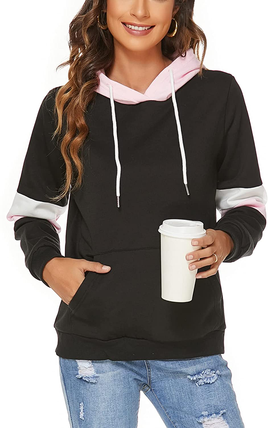 FINWANLO Hoodies for Women Casual Long Sleeve Tops Fleece Pullover Hooded Sweatshirts Jacket with Pockets Apparel & Accessories > Clothing > Activewear Kylie Max   