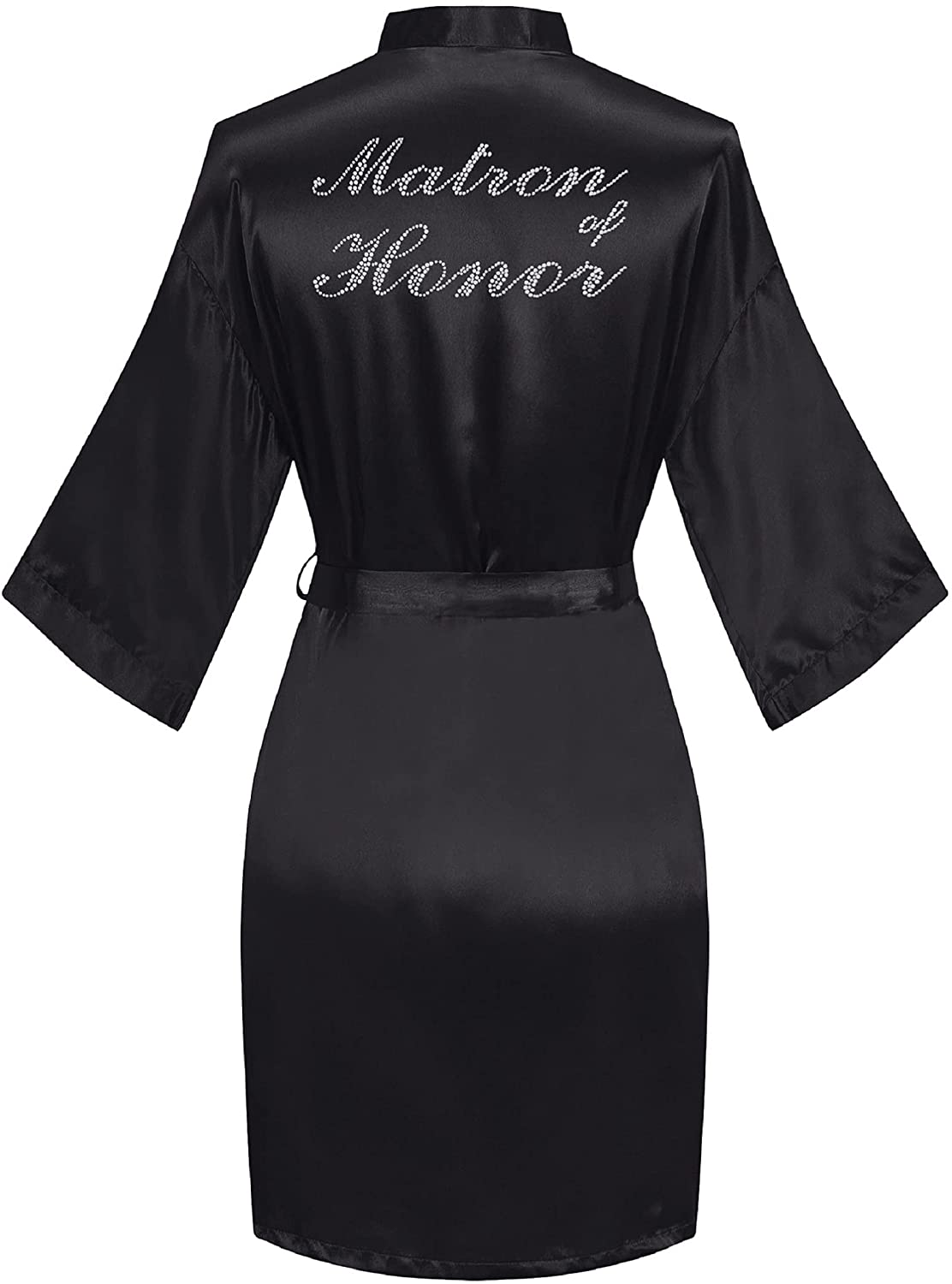 Sunshinemall Women'S Satin Kimono Robes with Rhinestones Bride Bridesmaid Short Sleepwear Wedding Dressing Gown Apparel & Accessories > Clothing > Sleepwear & Loungewear > Robes sunshinemall   