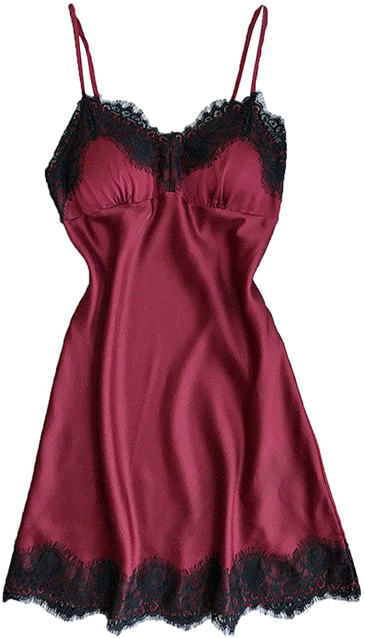 Women'S Lace Chemise Nightgown Sexy V Neck Full Slip Babydoll Sleepwear Soft Spaghetti Straps Lounge Dress Lingerie Apparel & Accessories > Clothing > Underwear & Socks > Lingerie Kylie Max   