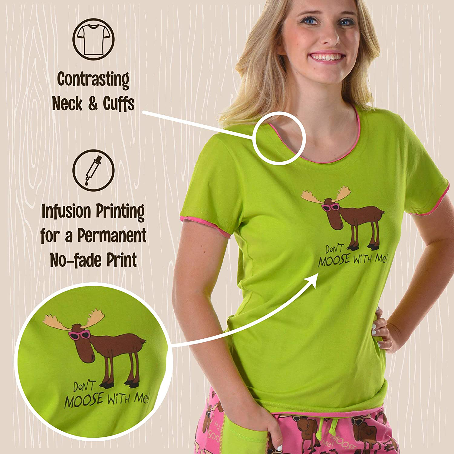 Lazy One Fitted Pajamas for Women, Cute Animal Pajama Top and Pants Separates Apparel & Accessories > Clothing > Sleepwear & Loungewear > Pajamas Kylie Max   