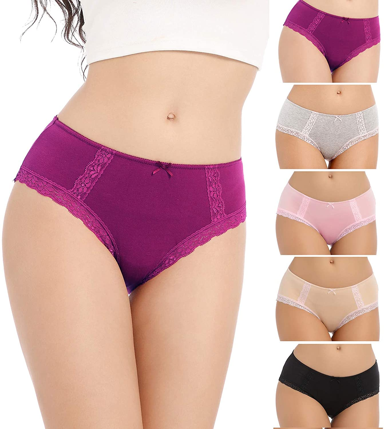 VOOKIIMO Soft Cotton Hipster Panties Womens Underwear Apparel & Accessories > Clothing > Underwear & Socks > Underwear VOOKIIMO Assorted of Rose E Small 