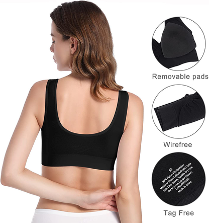 Women'S 3-Pack Seamless Wire-Free Bra Low-Impact Sport Bra Yoga Sleep Daily Bras with Removable Pads Apparel & Accessories > Clothing > Underwear & Socks > Bras Kylie Max   