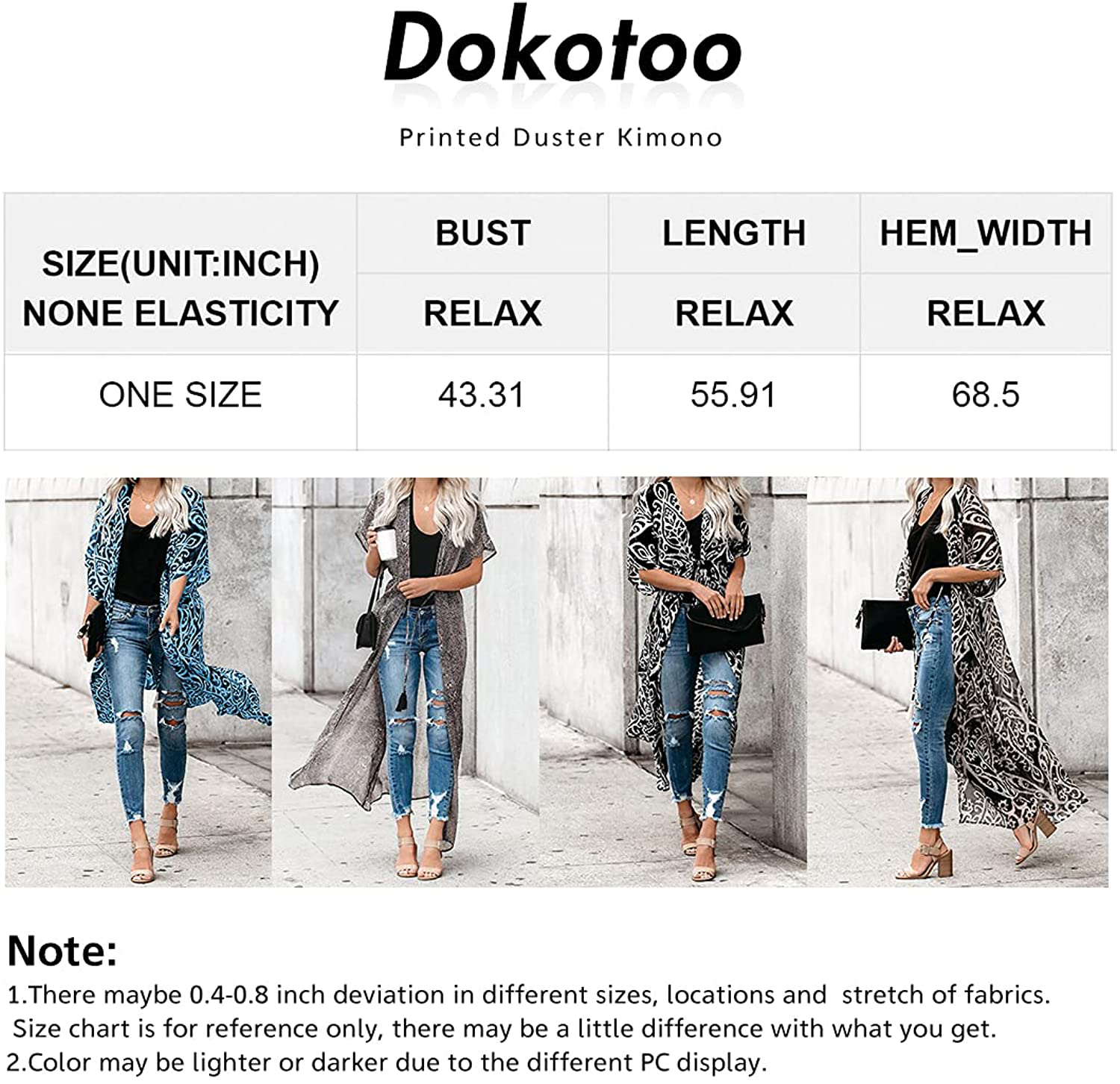 Dokotoo Womens 2022 Fashion Print Kimono Tassel Casual Cardigan Loose Cover Up Apparel & Accessories > Clothing > Swimwear Kylie Max   