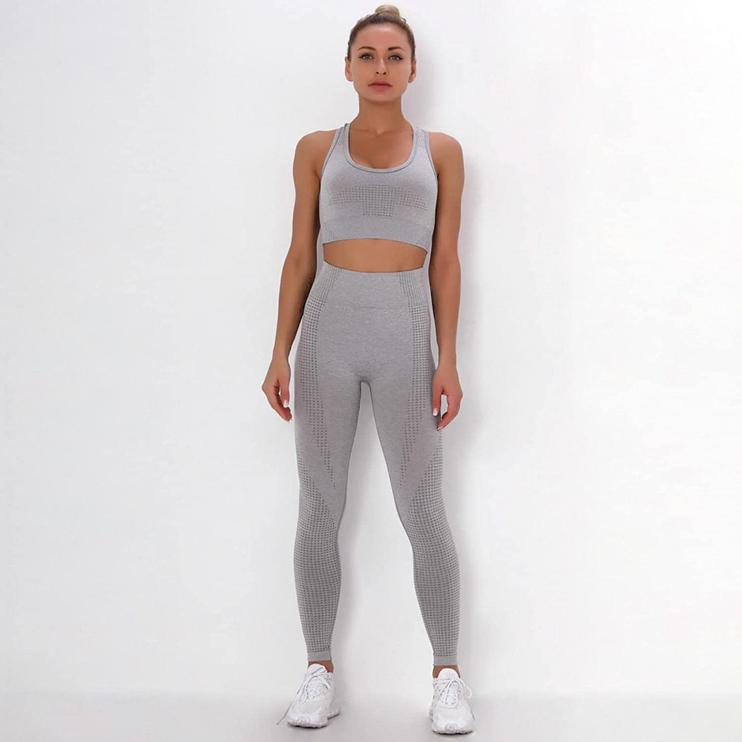 Burband Womens Ribbed Seamless Yoga Outfits 2 Piece Tracksuits Sports Bra Seamless Leggings Yoga Gym Workout Set Activewear Apparel & Accessories > Clothing > Underwear & Socks > Shapewear Burband   