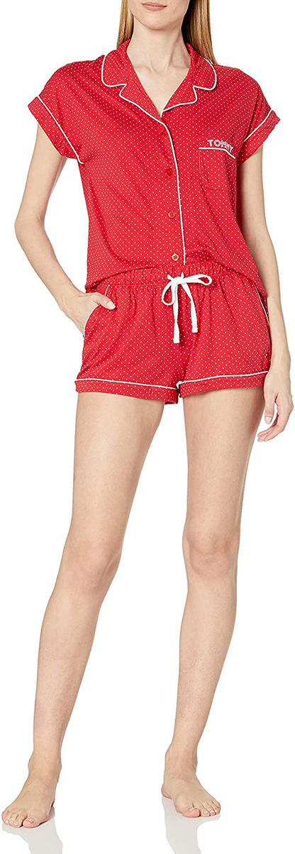 Tommy Hilfiger Women'S Sleeve Top and Short Classic Pajama Set Pj Apparel & Accessories > Clothing > Sleepwear & Loungewear Kylie Max   