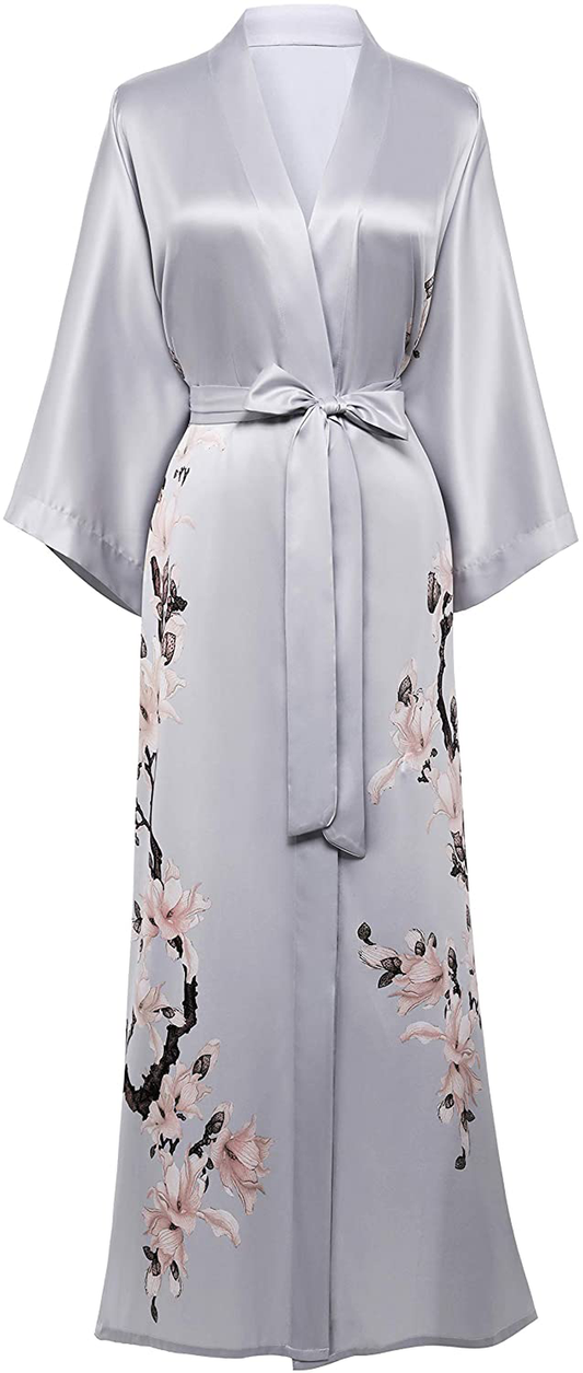 BABEYOND Kimono Robe Cover up Long Floral Satin Sleepwear Silky Bathrobe Bachelorette Robe Apparel & Accessories > Clothing > Sleepwear & Loungewear > Robes Kylie Max   