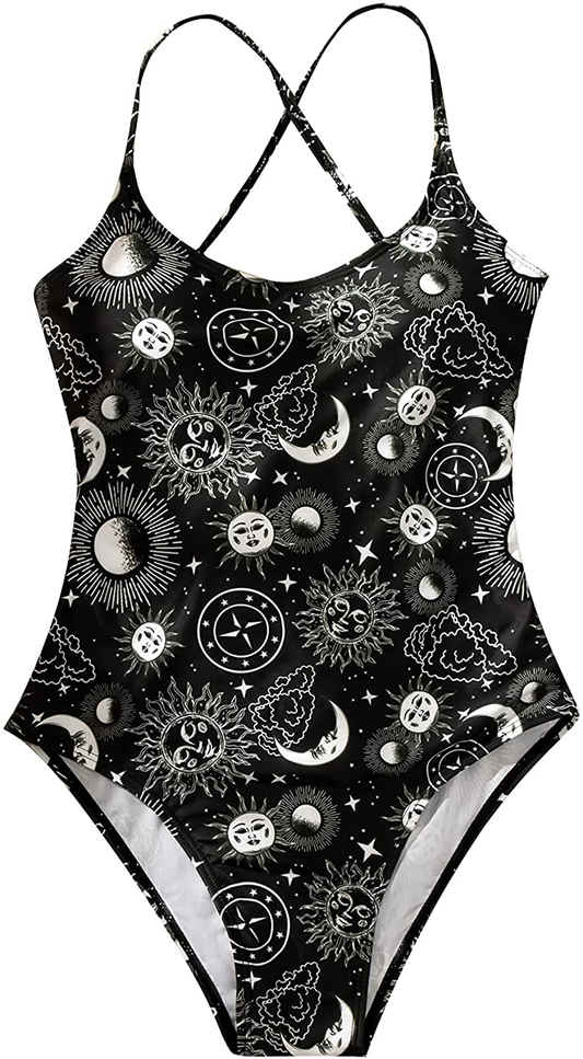 SOLY HUX Women'S Plunge Neck Cross Back High Cut One Piece Bathing Suits Swimsuit Apparel & Accessories > Clothing > Swimwear Kylie Max   