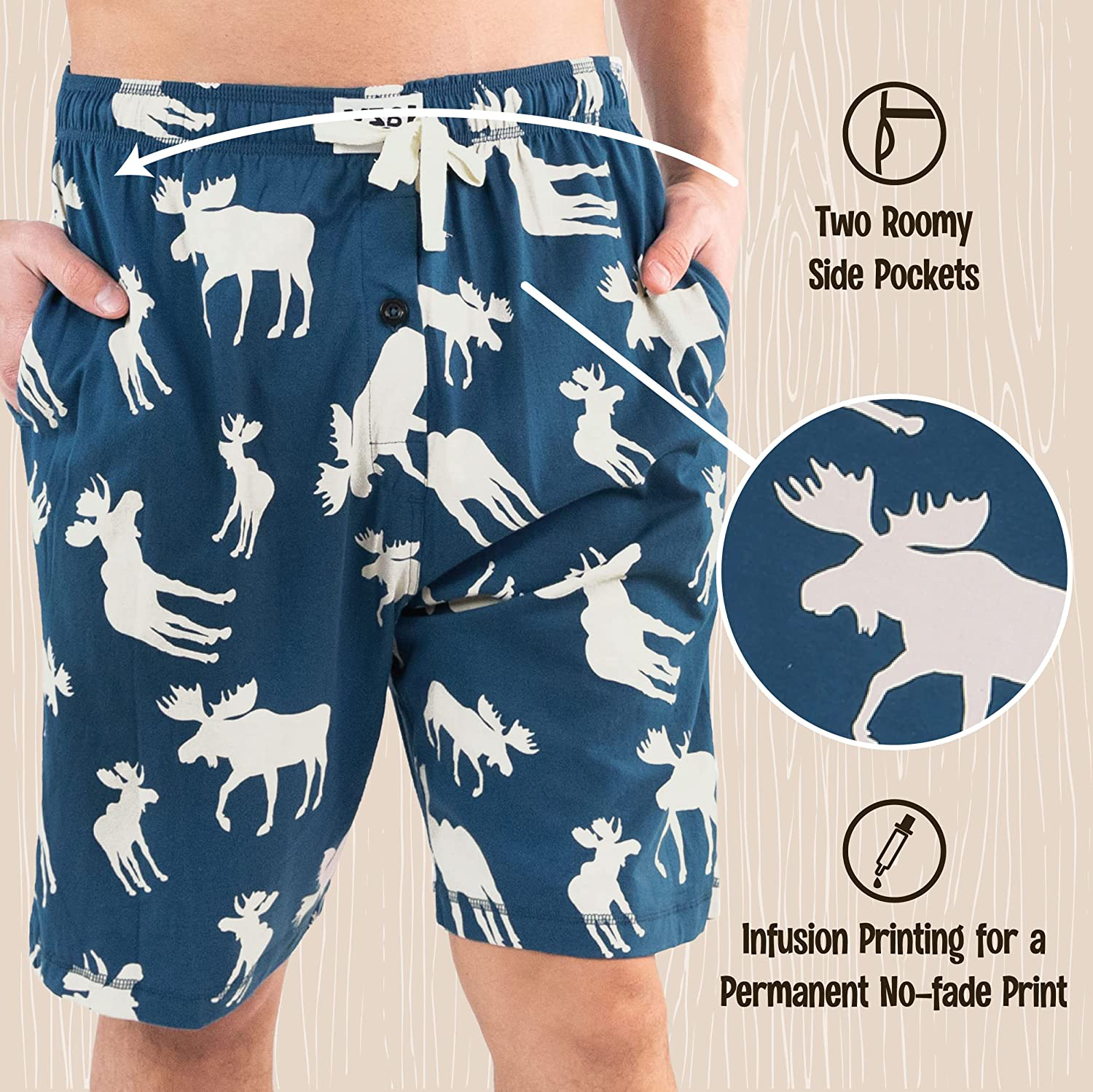 Lazy One Pajama Shorts for Men, Men'S Separate Bottoms, Cotton Loungewear Apparel & Accessories > Clothing > Sleepwear & Loungewear > Pajamas Kylie Max   