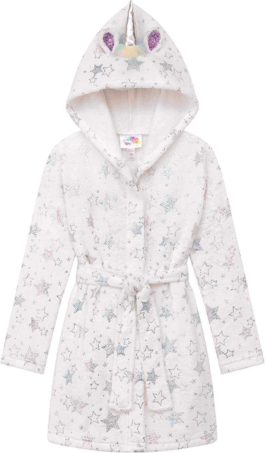 Hooded Terry Robe with Slippers Set for Girls, Unicorn Heart Plush Fleece Robe and Matching Slip-Ons Apparel & Accessories > Clothing > Sleepwear & Loungewear > Robes Kylie Max   