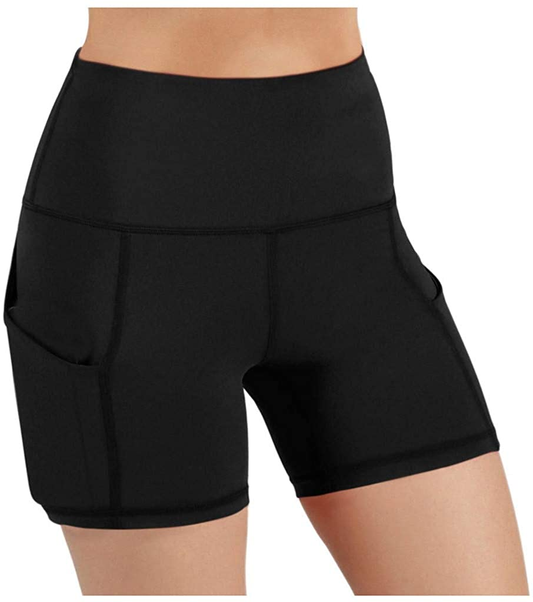 Burband Womens High Waist Bike Shorts Tummy Control Workout Yoga Pants Running Exercise Running Shorts with Side Pockets Apparel & Accessories > Clothing > Underwear & Socks > Shapewear Burband Black Large 