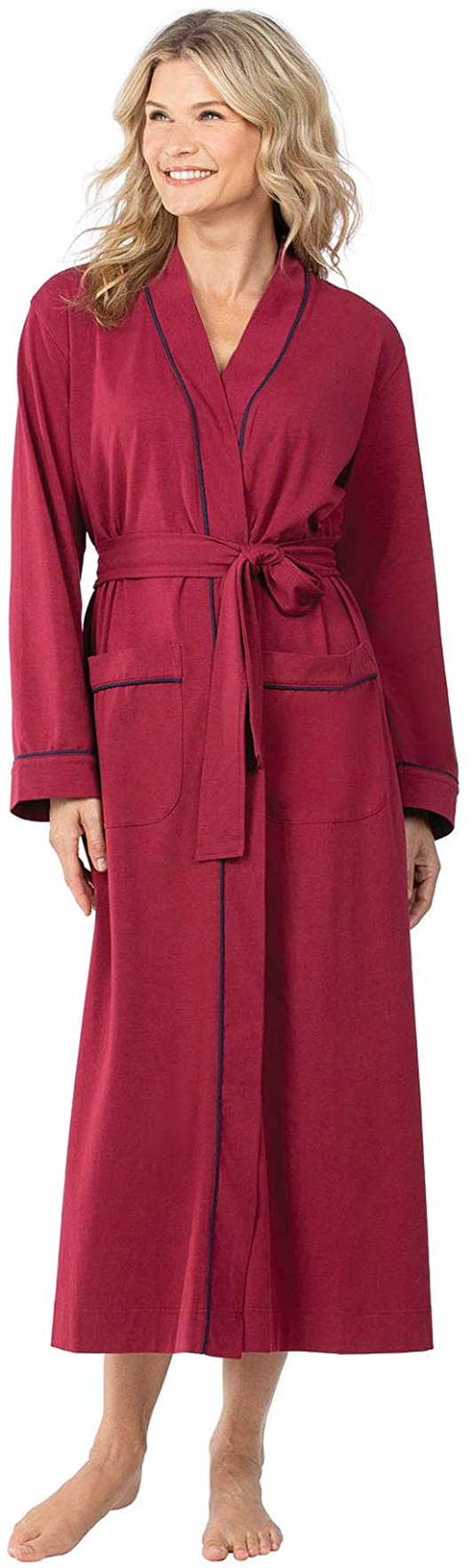 Pajamagram Long Women'S Cotton Robes - Soft Robe Womens Apparel & Accessories > Clothing > Sleepwear & Loungewear > Robes PajamaGram Cabernet X-Small 