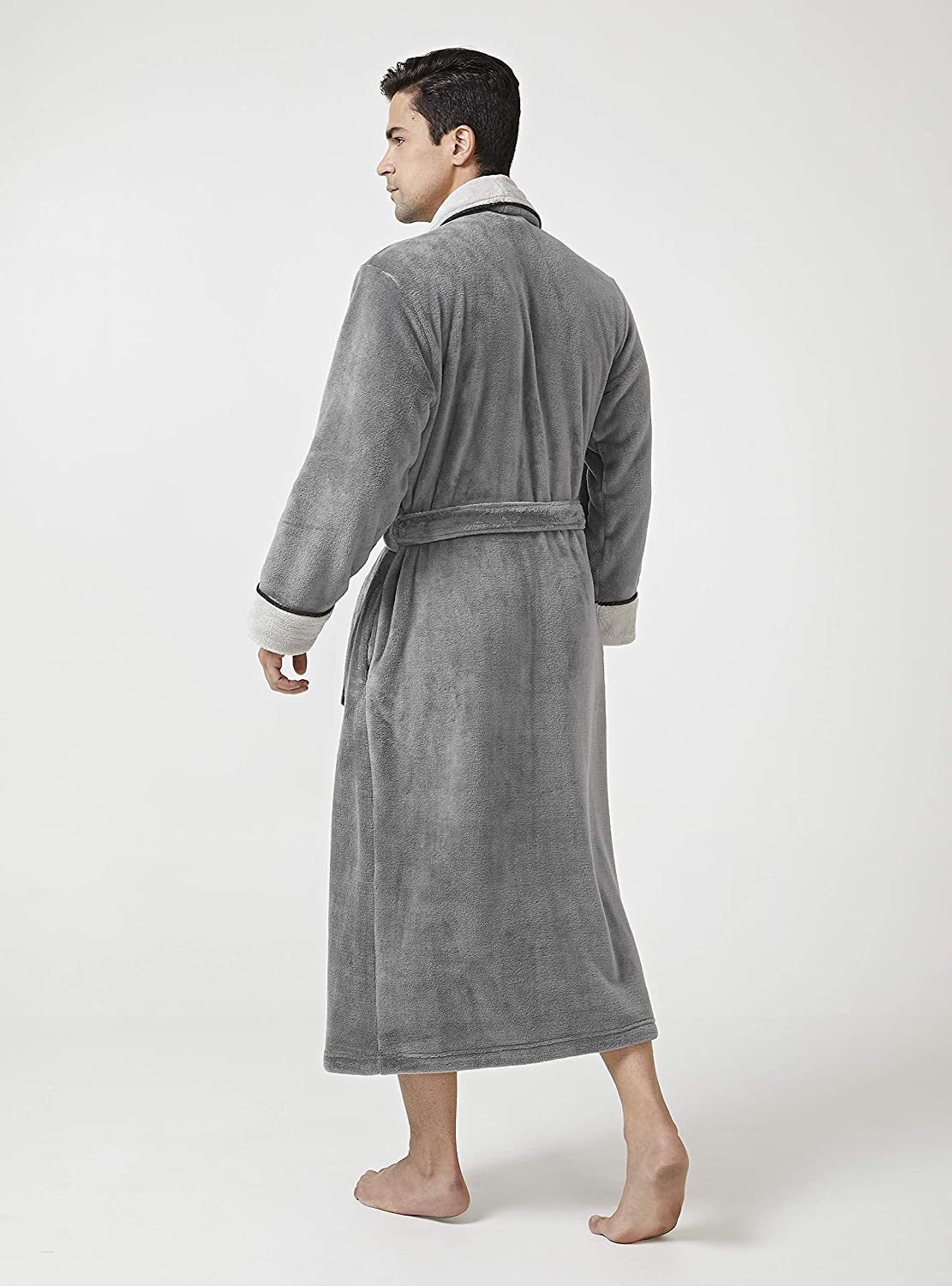 DAVID ARCHY Men'S Coral Fleece Plush Robe Shawl Collar Heavyweight Full Length Long Big and Tall Warm Bathrobe Apparel & Accessories > Clothing > Sleepwear & Loungewear > Robes Kylie Max   