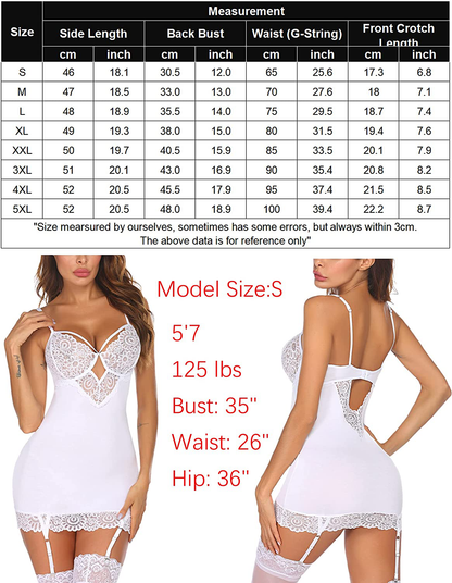 Avidlove Women Lingerie Teddy Bodysuit with Garter Belt Lace Babydoll Full Slips No Stockings Apparel & Accessories > Clothing > Underwear & Socks > Lingerie Kylie Max   