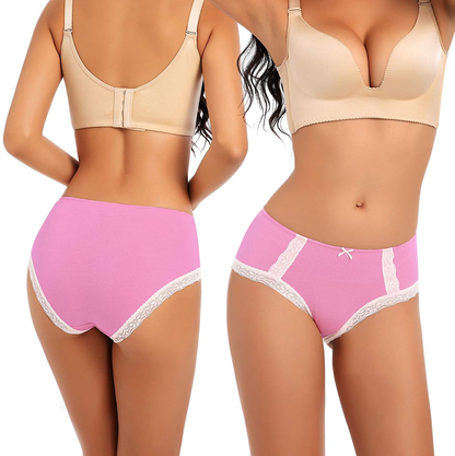 VEENXTHA Womens Underwear Panties Cotton Brief Lace Breathable Stretch Medium Waist Pack of 5 Apparel & Accessories > Clothing > Underwear & Socks > Underwear VEENXTHA   