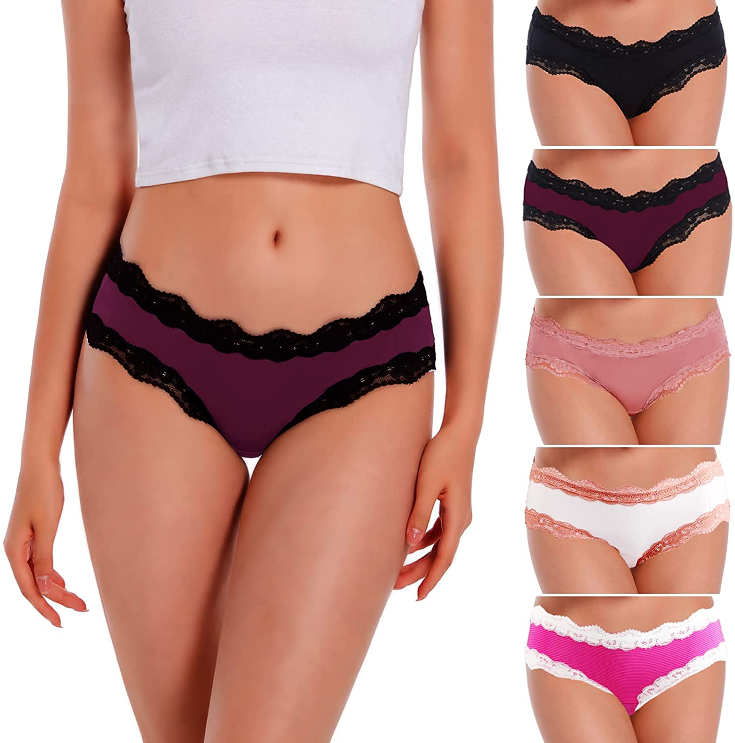 VEENXTHA Womens Underwear Hipster Panties 5 Pack Smooth Stretch Microfiber Briefs  VEENXTHA Assorted of Color V Medium 