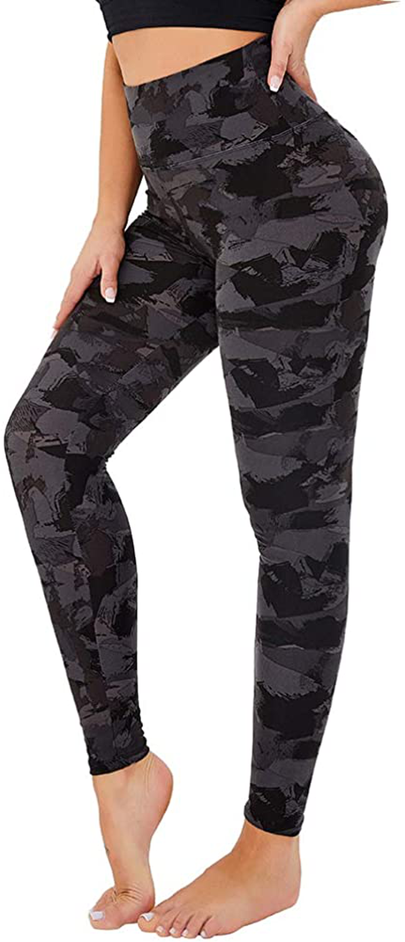 Gayhay High Waisted Leggings for Women - Soft Opaque Slim Tummy Control Printed Pants for Running Cycling Yoga Apparel & Accessories > Clothing > Activewear GAYHAY Black Printing Large-X-Large 