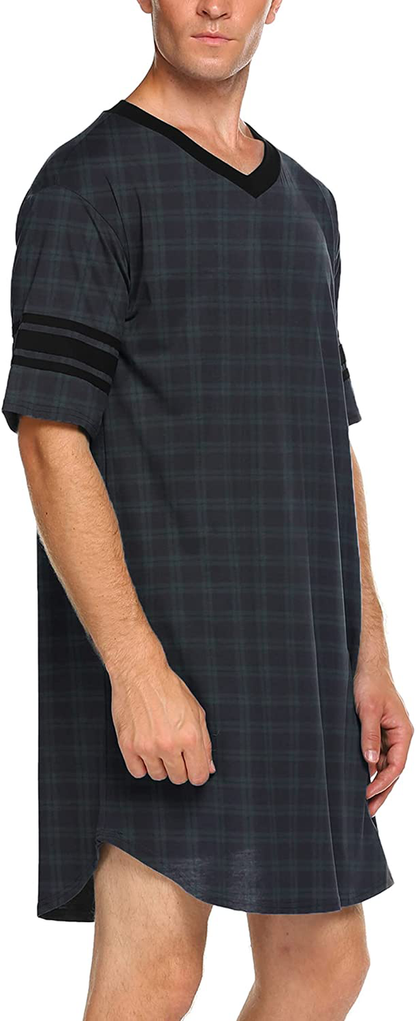 Ekouaer Men'S Nightshirt, Cotton Nightwear Comfy Big&Tall V Neck Short Sleeve Soft Loose Pajama Sleep Shirt Apparel & Accessories > Clothing > Sleepwear & Loungewear > Nightgowns Kylie Max   