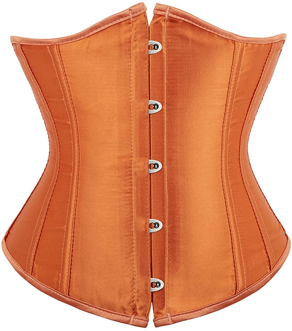 Frawirshau Women'S 9427 Lace up Boned Underbust Waist Trainer Corset Apparel & Accessories > Clothing > Underwear & Socks > Lingerie frawirshau Orange Yellow-7055 Waist:34"-35"/3XL 