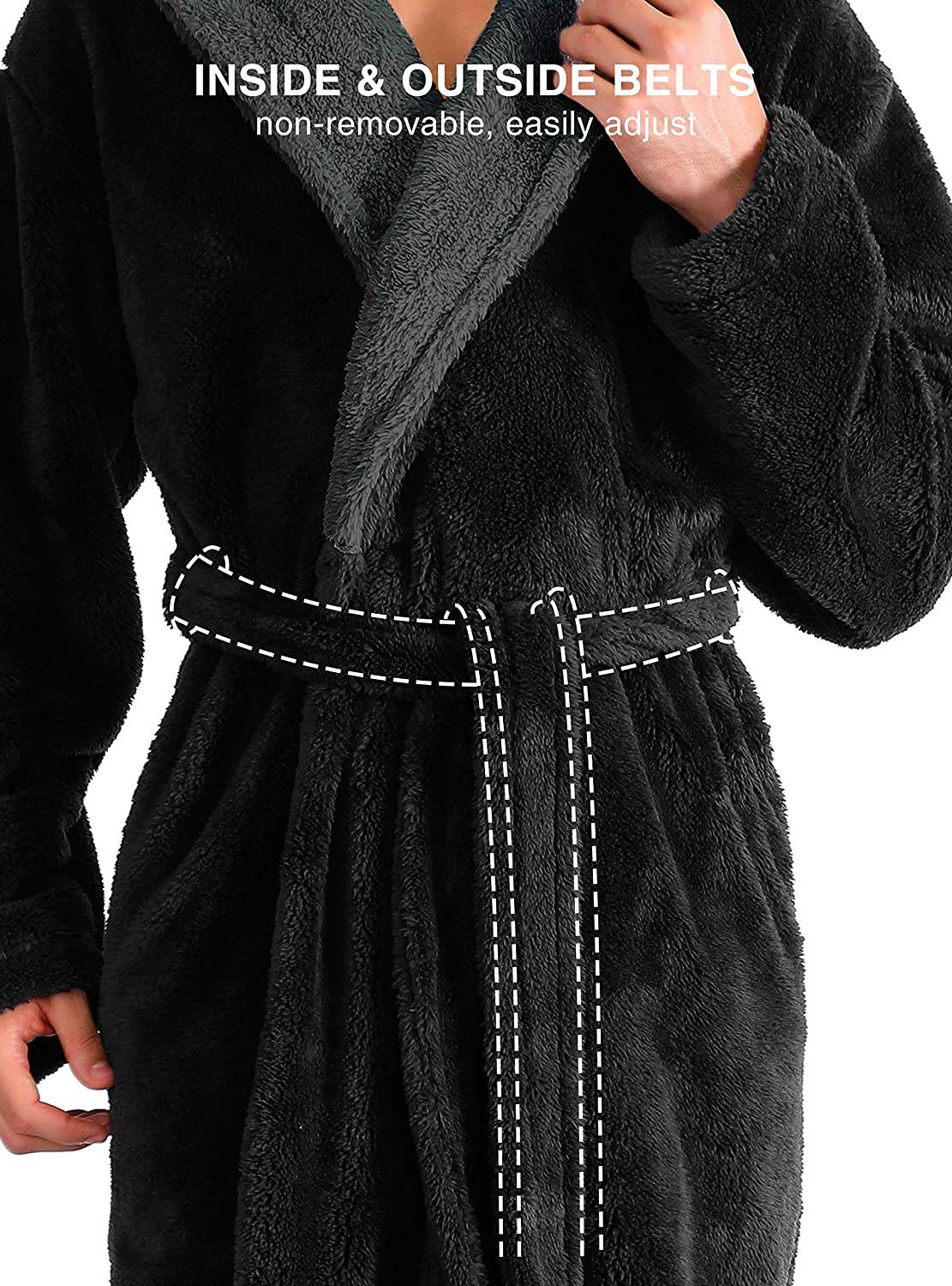 DAVID ARCHY Men'S Soft Fleece Plush Robe Full Length Long Bathrobe Apparel & Accessories > Clothing > Sleepwear & Loungewear > Robes Kylie Max   