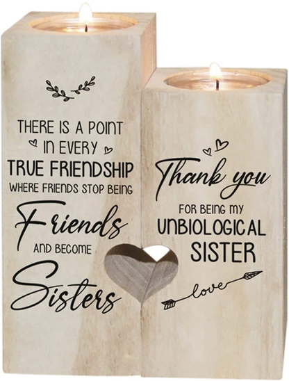 to My Bestie Candle Holder- Thank You for Being My Unbiological Sister Women Female Girl Friends LEFUYAN Personalized Custom Friendship Christmas Birthday Gift Wooden Candle Holder Arts & Entertainment > Party & Celebration > Gift Giving LEFUYAN To My Bestie-1  