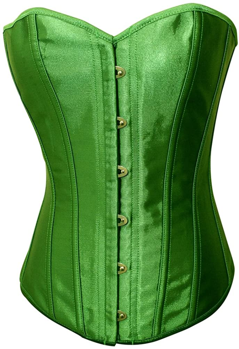 Chicastic Black Satin Sexy Strong Boned Corset Lace up Overbust Waist Cincher Bustier Bodyshaper Top - Also White & Red Apparel & Accessories > Clothing > Underwear & Socks > Lingerie Chicastic Emerald Green Medium 