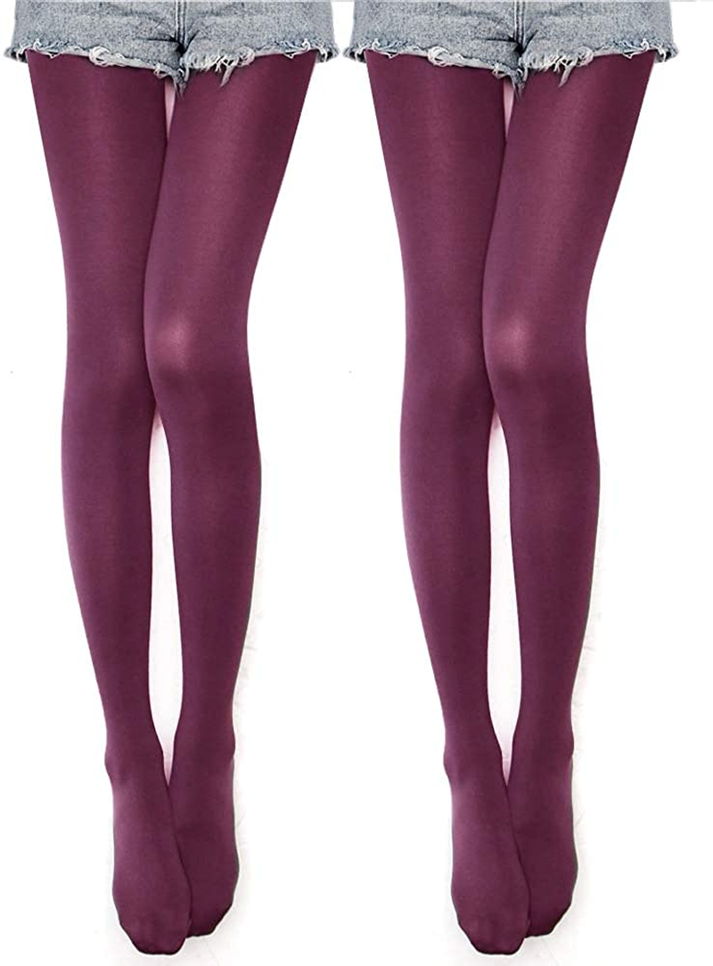 VERO MONTE 80D Opaque Tights for Women - 80 Denier Pantyhose Solid Footed Tights Apparel & Accessories > Clothing > Underwear & Socks > Shapewear VERO MONTE [Pack of 2] Wine - Opaque & Stretchy Small-Medium 