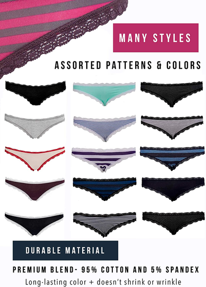 Emprella Cotton Underwear Women, 8 or 5 Pack Womens Bikini Seamless Ladies Cheeky Panty Apparel & Accessories > Clothing > Underwear & Socks > Underwear Emprella   