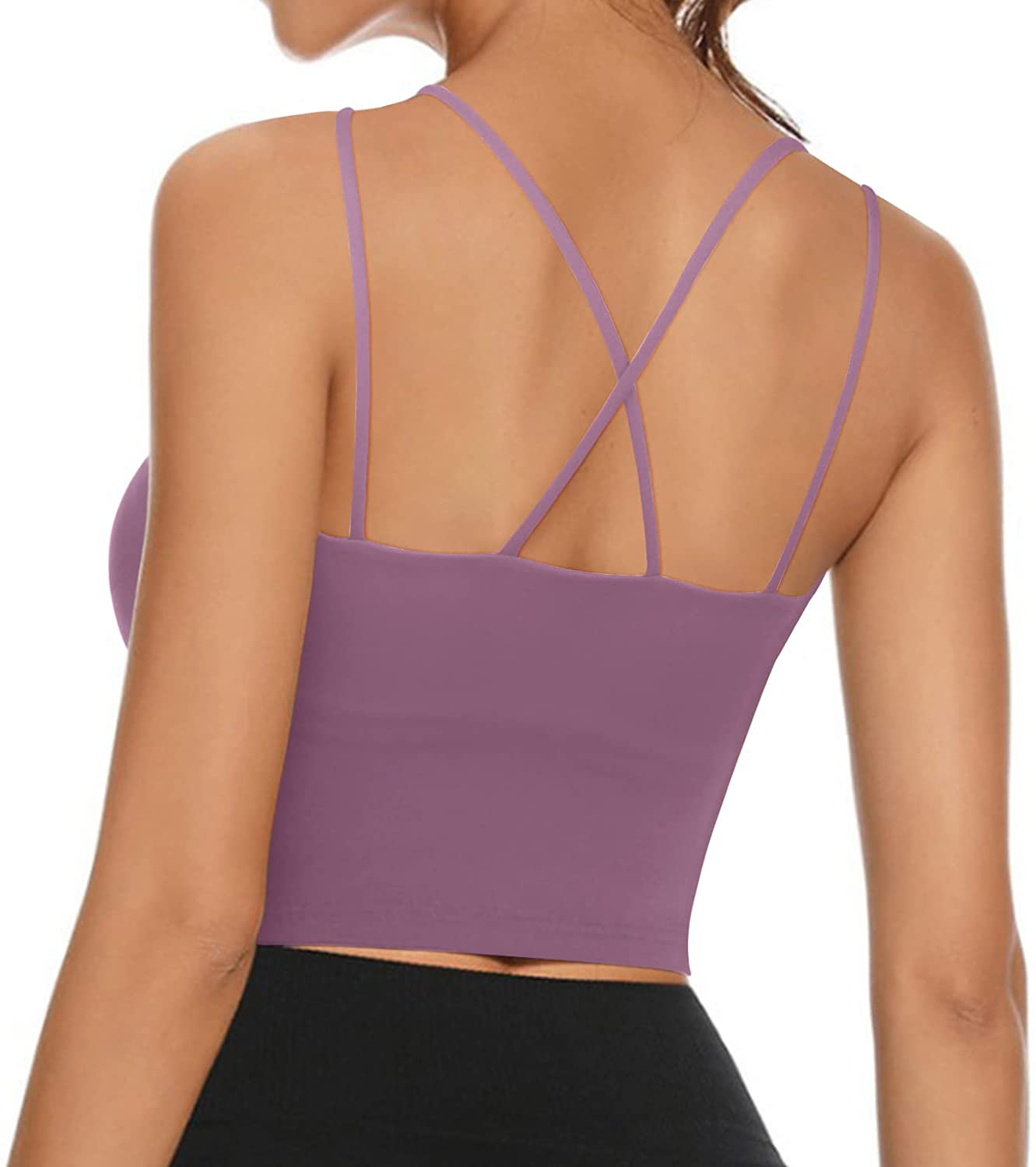 Women'S Longline Sports Bra Padded Strappy Yoga Bra Fitness Running Workout Crop Tank Top（2Pack） Apparel & Accessories > Clothing > Underwear & Socks > Bras Kylie Max   