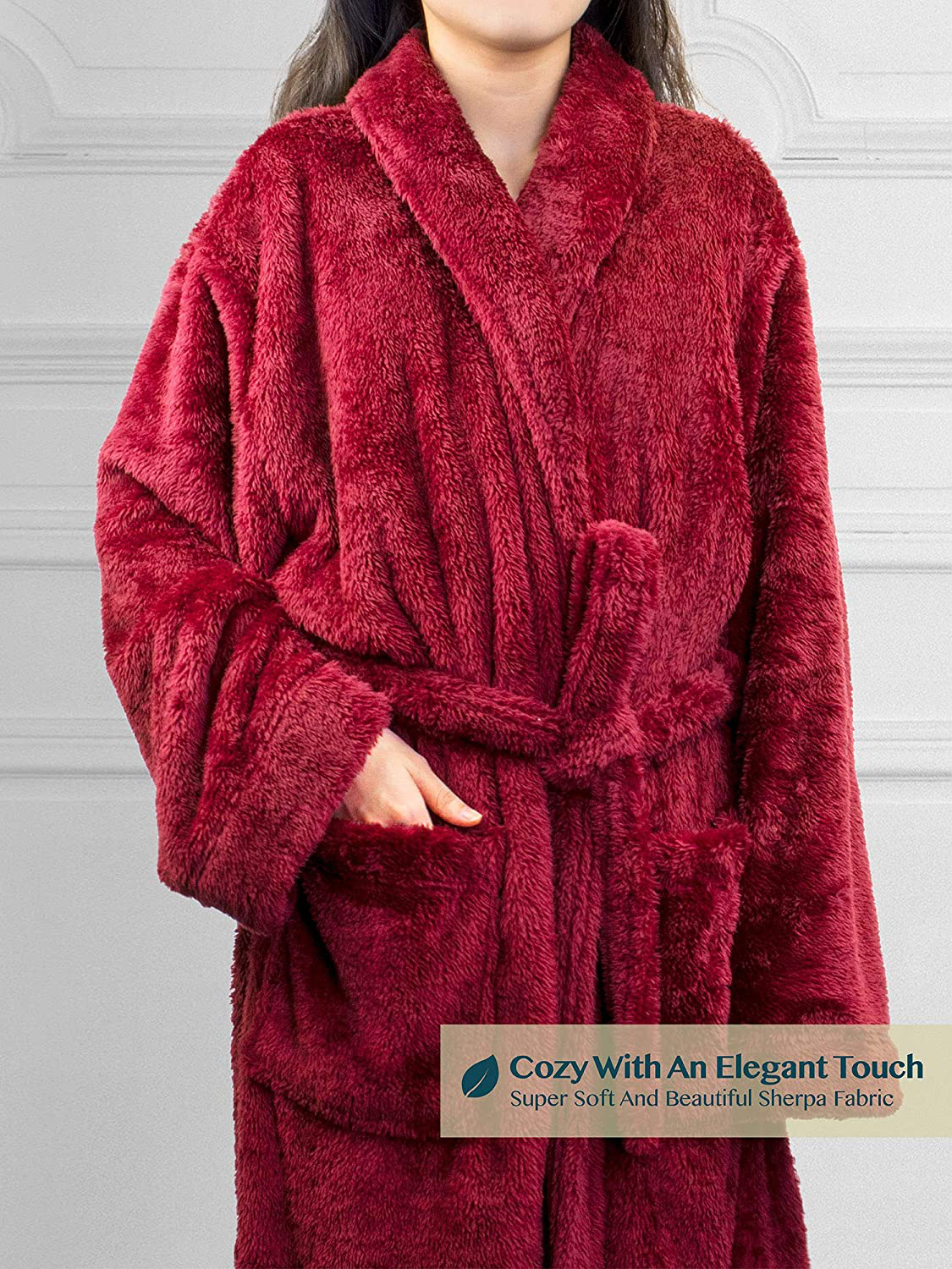 PAVILIA Premium Womens Plush Soft Robe Fluffy, Warm, Fleece Sherpa Shaggy Bathrobe Apparel & Accessories > Clothing > Sleepwear & Loungewear > Robes Kylie Max   