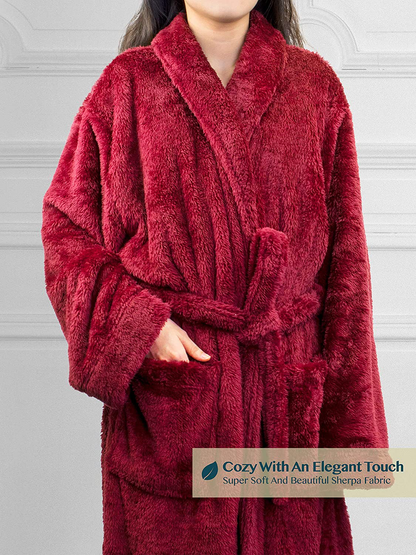 PAVILIA Premium Womens Plush Soft Robe Fluffy, Warm, Fleece Sherpa Shaggy Bathrobe Apparel & Accessories > Clothing > Sleepwear & Loungewear > Robes Kylie Max   